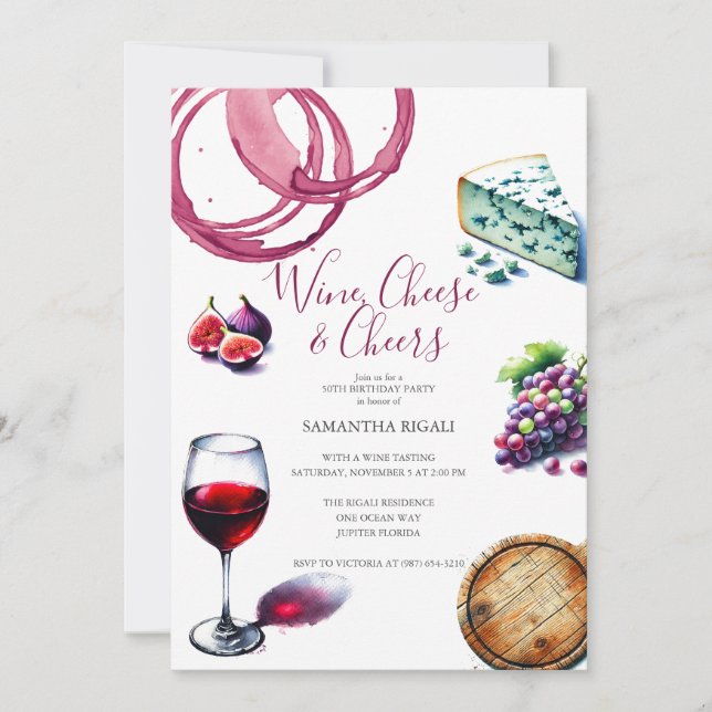 50º Aniversário - Tema do Vinho com Convites (Frente)