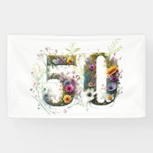 50º Aniversário Texto decorativo de Flor Selvagem