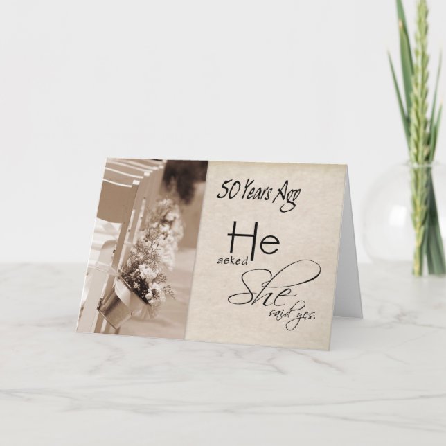 50º Cartão de Aniversário de Casamento - 50 anos m (Frente)