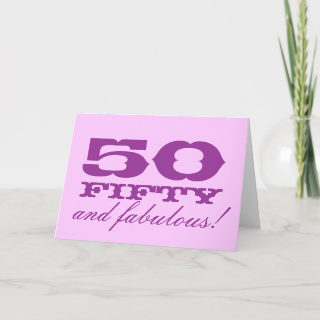 50º Cartão de aniversário para mulheres | 50 e fab (Frente)
