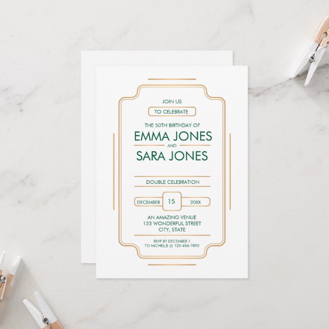 50º Convite à Celebração de Aniversário do Elegant (Frente/Verso In Situ)