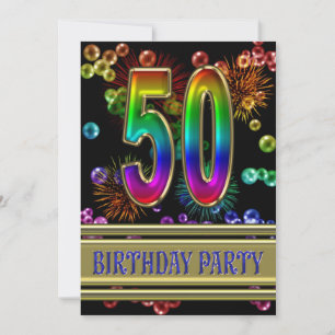 50º Convite de aniversário com bolhas