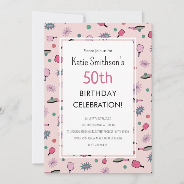 50º Convite de Aniversário do Partido Pickleball R (Frente)