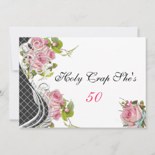 50º Convite De Aniversário Engraçado, Rosas Ros