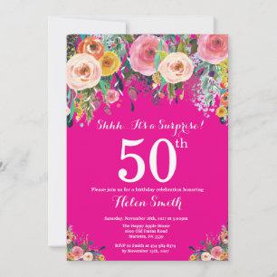 50º Convite de Aniversário para Surpresa Floral