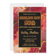 50º Convite de Aniversário, Vermelho e Dourado