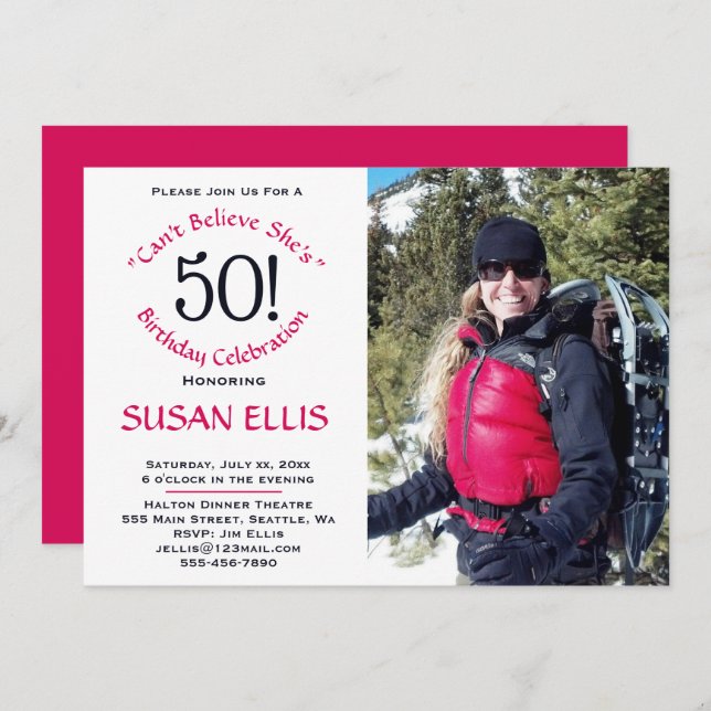 50º Convite de festas de Celebração de Aniversário (Frente/Verso)