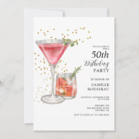 50º Convite de festas de coquetel de aniversário