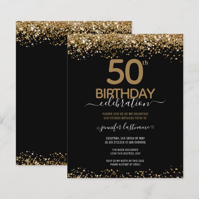 50º Convite de Orçamento de Festa de aniversário (Frente/Verso)