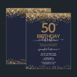 50º Convite de Orçamento de Festa de aniversário<br><div class="desc">Elegante brilho de ouro Faux com os realces de confete em shimmering na borda superior e inferior. Todo o texto é ajustável e fácil de mudar para as necessidades do seu próprio partido. design de modelo de 50 anos elegante excelente.</div>