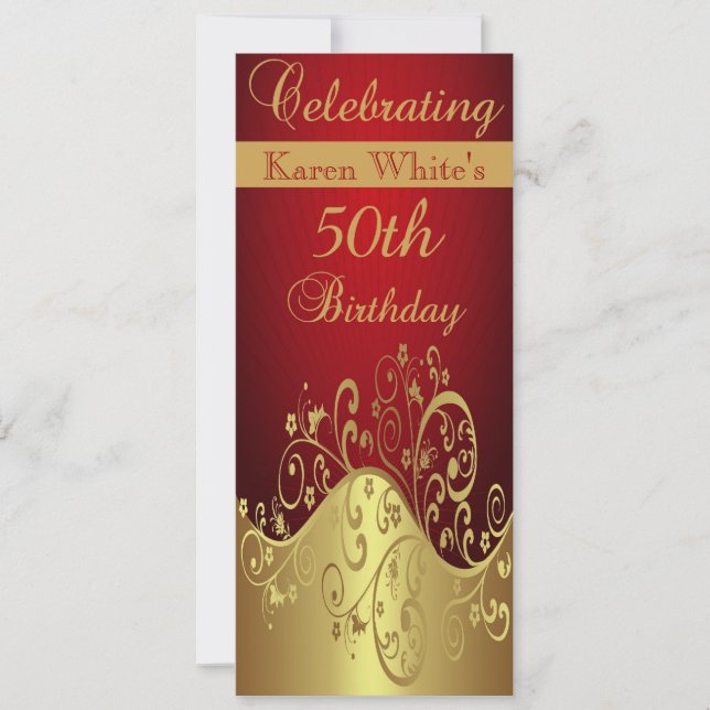 50º Convite Personalizado de Festa de aniversário (Frente)
