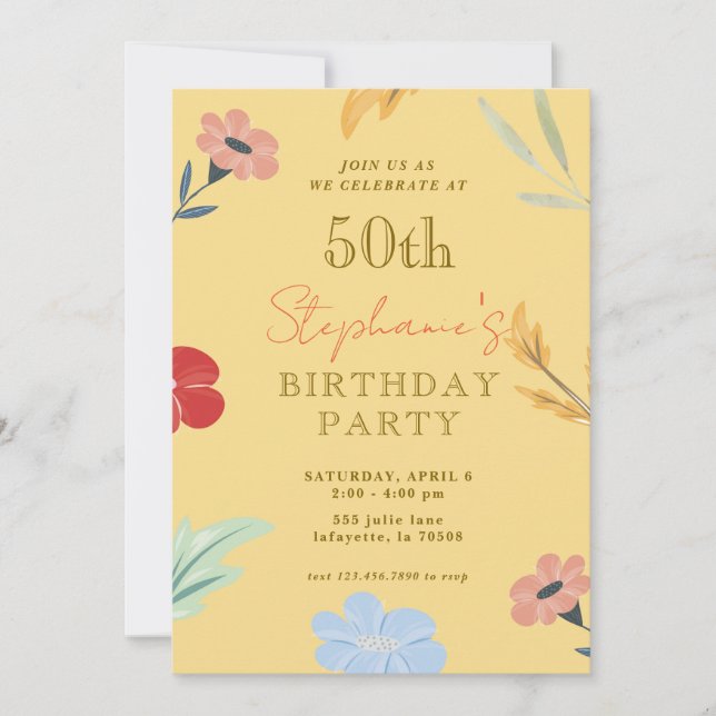 50º Convites de aniversário (Frente)