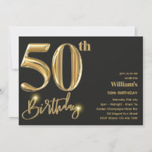 50º CONVITES DE ANIVERSÁRIO PARA ELE - ELEGÂNCIA D