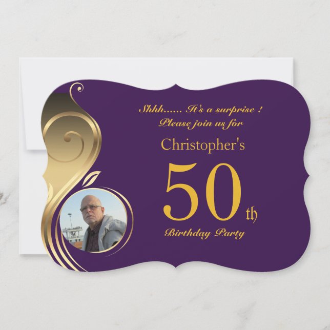 50º,Homem de Convite de Aniversário Qualquer idade (Frente)