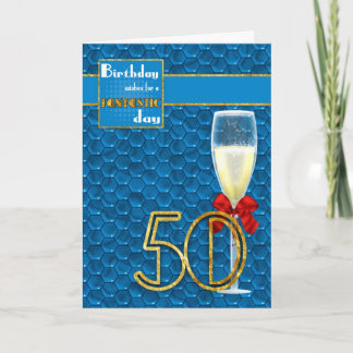 50.º aniversário - Champanhe de Cartão de Aniversá