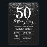 50. º Aniversário Convite para a Lata de Prata<br><div class="desc">50º Convite de Aniversário com Luzes de Cordas de Prata com Fundo Glitter de Prata. Aniversário de Prata. Aniversário Adulto. Homens ou Mulheres no Dia Convidam. 13 15 16º 18º 20 21rua 30 40º 50º 60º 80 de 70 100º, qualquer idade. Para mais personalização, clique no botão "Personalizar" e use...</div>