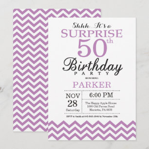 50. º Aniversário do Convite Purple Chevron