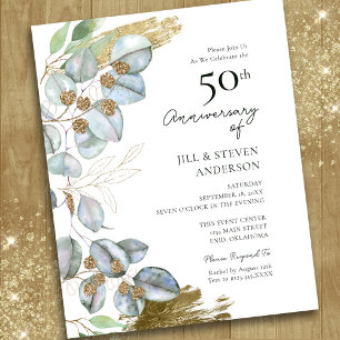 50.º aniversário Greenery Eucalyptus Sage Invitati
