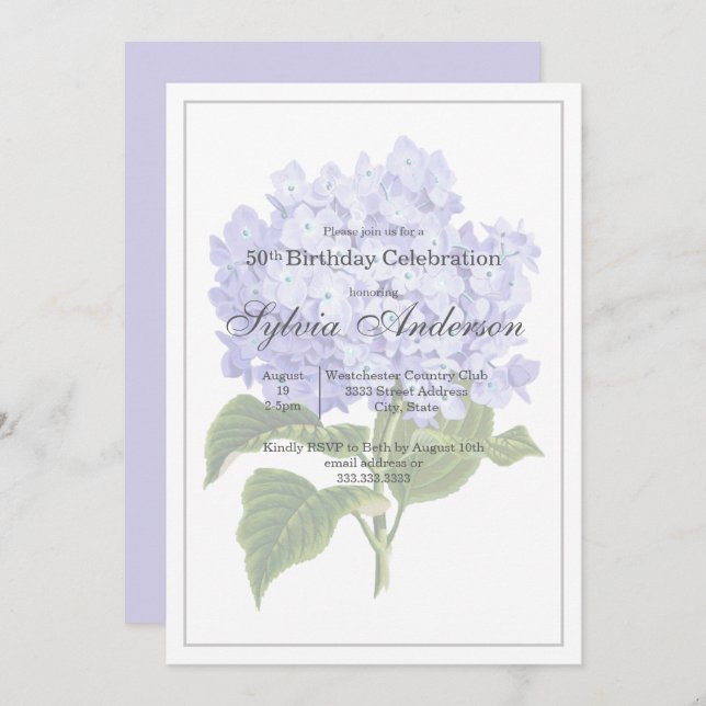 50. º Aniversário Hydrangea Botânica Convite (Frente/Verso)