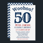 50.º Aniversário Marinho de Meninas de Convite Azu<br><div class="desc">Um convite engraçado e surpreendente de 50 anos para um marido,  amigo,  pai ou avô.</div>