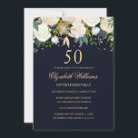 50. º Aniversário Marinho Dourado Convite oral<br><div class="desc">Mais convites florais na loja Little Bayleigh!</div>