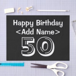50.º Aniversário - Papel de Tecido Personalizado