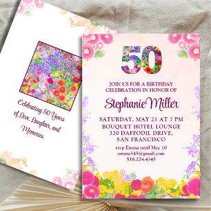 50.º convite à apresentação de aniversário 50 cart