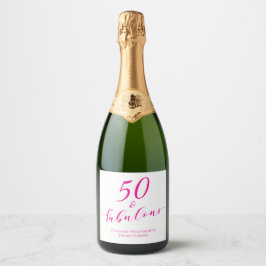 50 and Fabulous Fiftieth Birthday Pink Name Date 