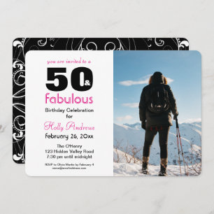 "50 &" convite de festas fabuloso com foto a cores