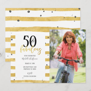 50 e 50 Convites de aniversário Dourados