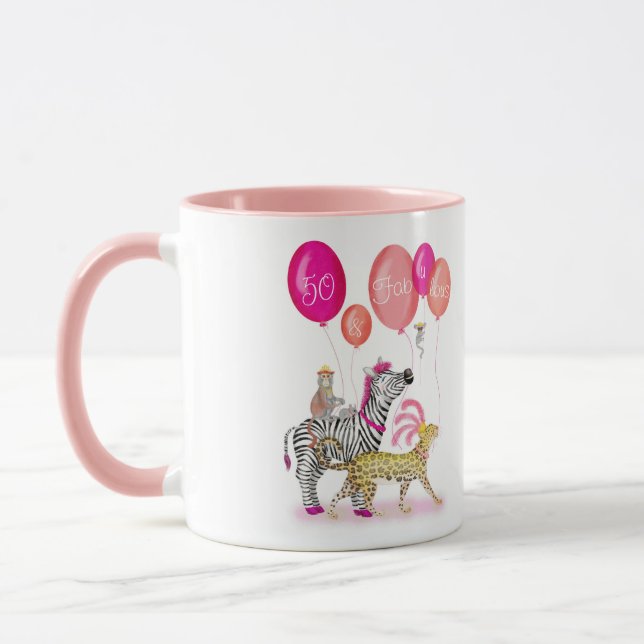 50 e caneca de aniversário fabulosa e glamourosa (Esquerda)