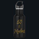 50 e Fabulosa Garrafa de Água de Aniversário de Fo<br><div class="desc">50 e Fabulosa Garrafa de Aniversário de Folha de Ouro para Celebração de Festas de aniversário</div>
