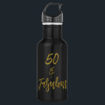 50 e Fabulosa Garrafa de Água de Aniversário de Fo<br><div class="desc">50 e Fabulosa Garrafa de Aniversário de Folha de Ouro para Celebração de Festas de aniversário</div>