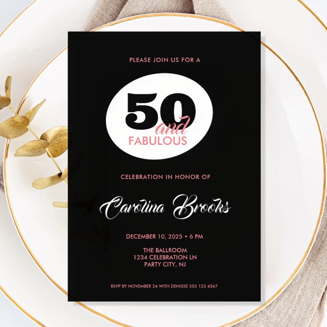 50 e Fabuloso 50.º Convite de Aniversário (Criador carregado)
