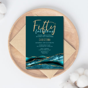 50 e Fabuloso Ágata Teal Ouro 50º Convite de Anive