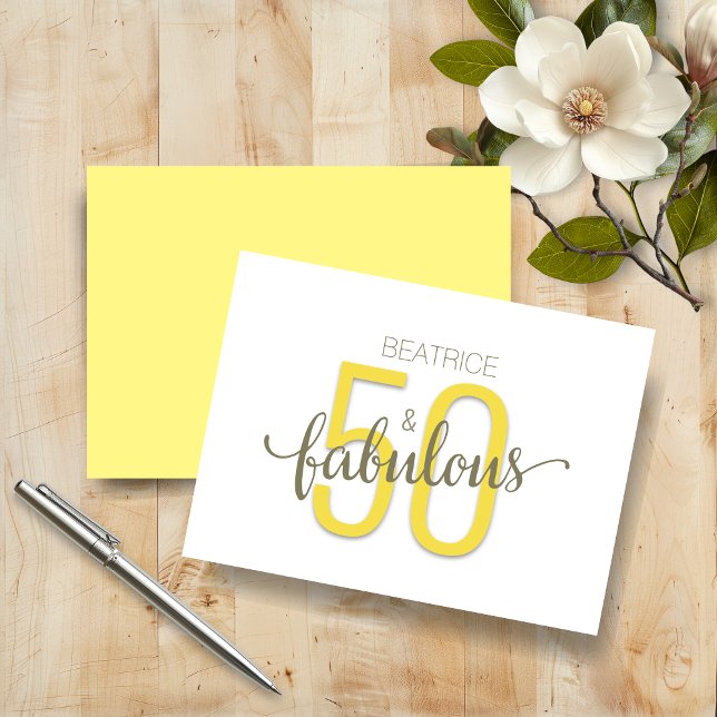 50 e Fabuloso Aniversário da Tipografia Dourada (50 and fabulous birthday card in gold and silver)