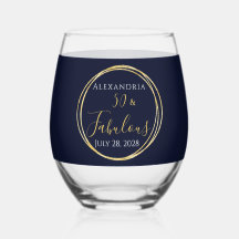 50 e Fabuloso Aniversário Dourado Azul-Marinho