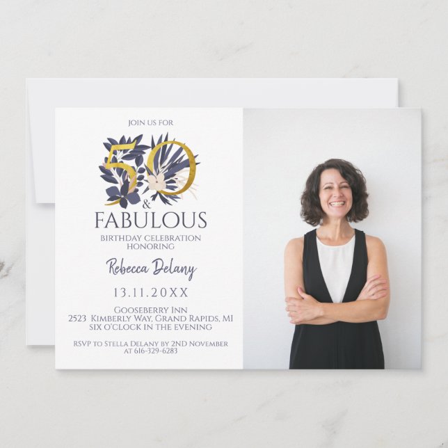 50 e Fabuloso azul Elegante Dourado (Frente)