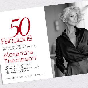 50 e Fabuloso Convite de Aniversário de 50 anos