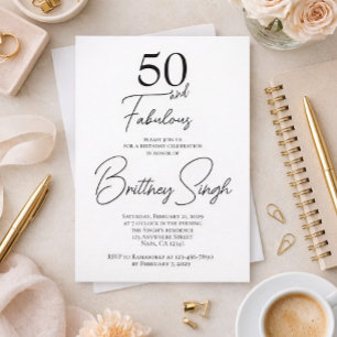 50 e Fabuloso Convite de Aniversário de 50 anos