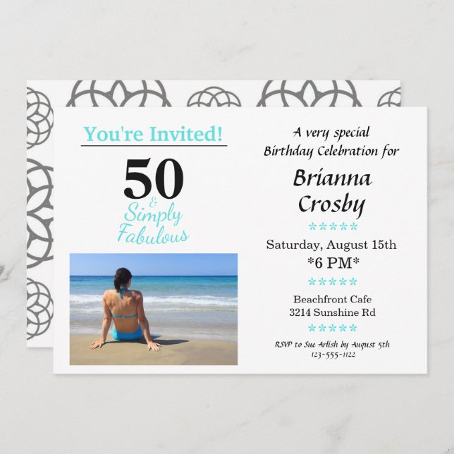 50 e Fabuloso Convite de Aniversário Simplesmente  (Frente/Verso)