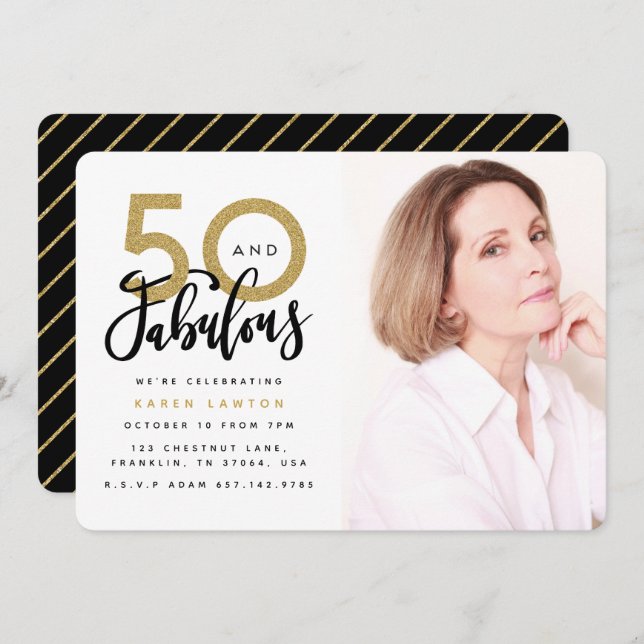 50 e fabuloso convite para fotografias de festa de (Frente/Verso)