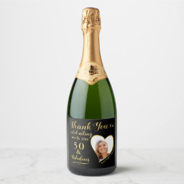 50 e Fabuloso Obrigado Aniversário Negro e Dourado