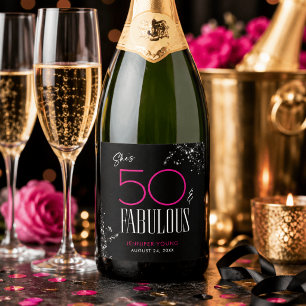 50 e Fabuloso Preto Rosa Glam Brilho Aniversário