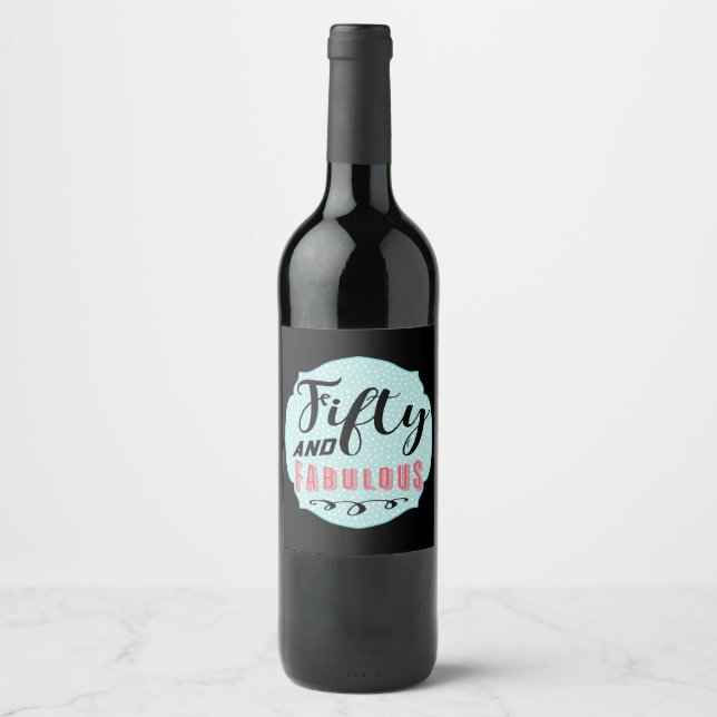50 e Fabuloso rótulo de vinho decorativo do Partid (Frente)