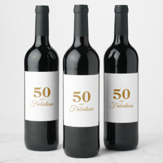 50 e Fabuloso rótulo de vinho Dourado de aniversár