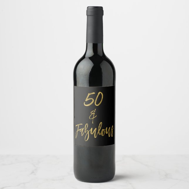 50 e Fabuloso rótulo de vinho para o aniversário (Frente)