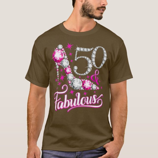 50 Fabulosa 50ª Camisa de aniversário para mulhere (Frente)