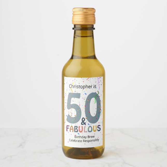 50 & Fabuloso Adicionar Nome Fora Azul Confetti An (Frente)