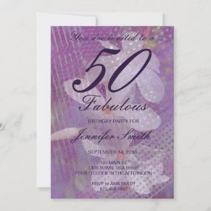 50 & Fabuloso Convite de Aniversário para Lavanda